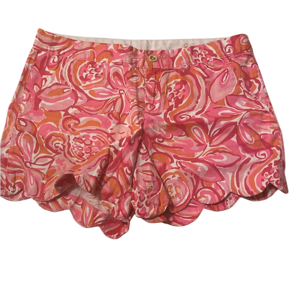 Lilly Pulitzer Pink & Coral Scalloped Hem Athletic Shorts